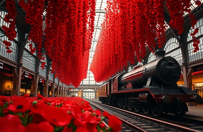Hull Paragon: Remembrance Poppy Installation & Railway History